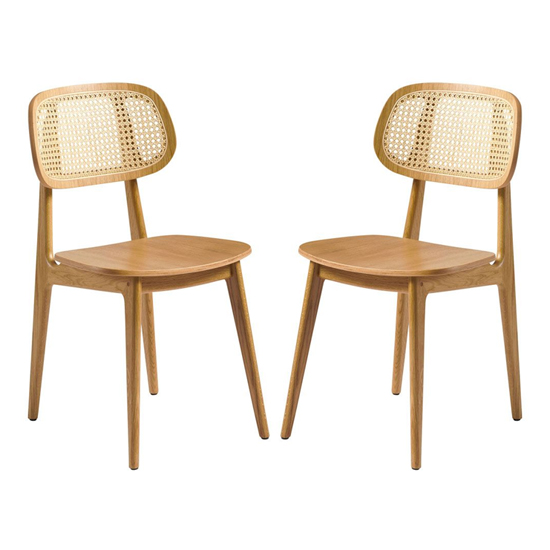Product photograph of Romney Natural Rattan Wooden Dining Chairs In Pair from Furniture in Fashion
