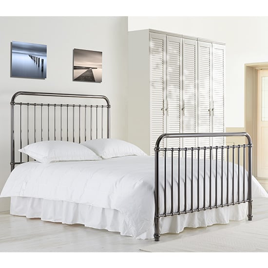 Read more about Rose classic metal king size bed in black nickel