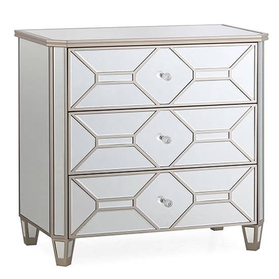 Photo of Rose mirrored chest of 3 drawers in silver