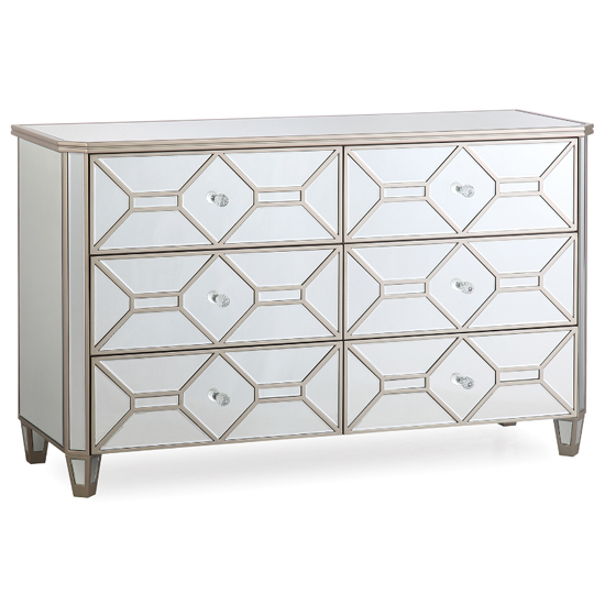 Photo of Rose mirrored chest of 6 drawers in silver