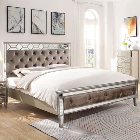 Product photograph of Rose Mirrored Double Bed In Silver from Furniture in Fashion