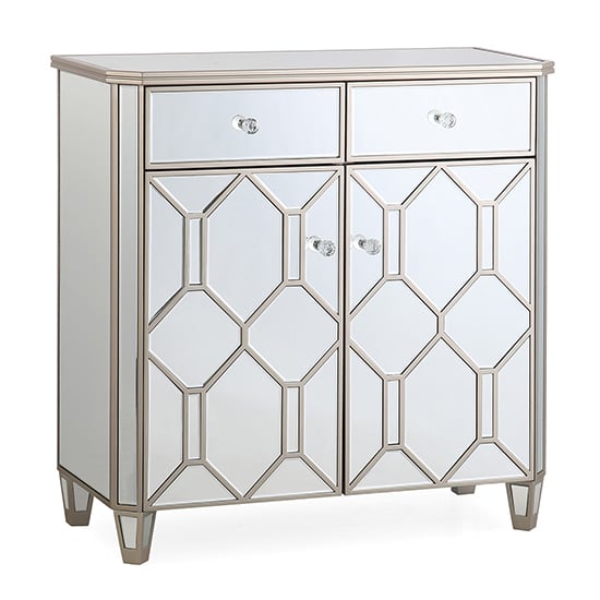 Product photograph of Rose Mirrored Sideboard With 2 Doors And 2 Drawers In Silver from Furniture in Fashion
