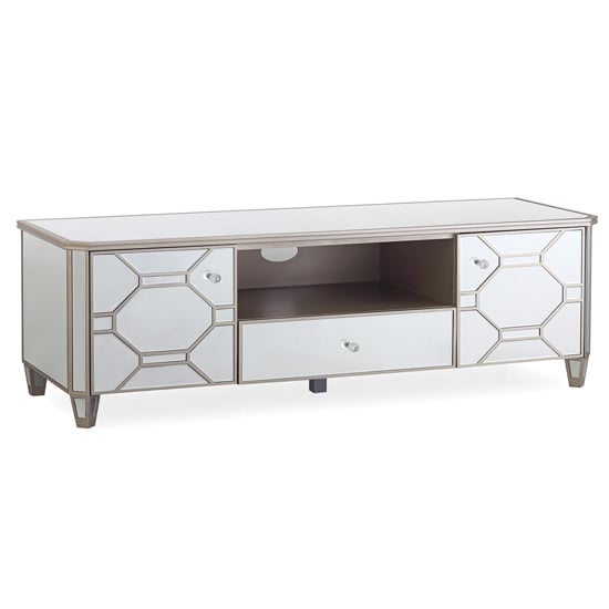 Photo of Rose mirrored tv stand with 2 doors and 1 drawer in silver