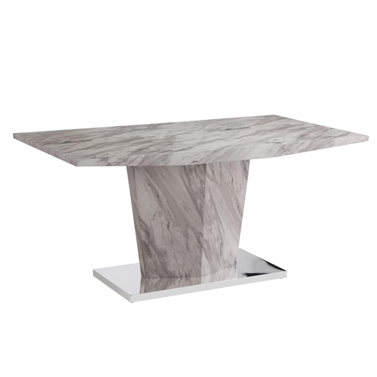 Product photograph of Reilly Marble Effect Dining Table With Stainless Steel Base from Furniture in Fashion