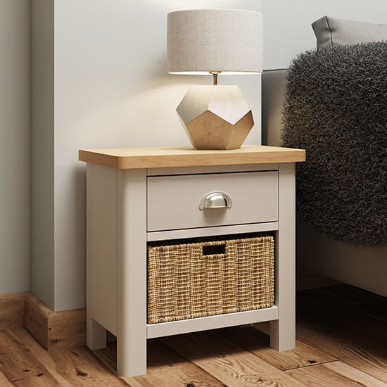 Product photograph of Rosemont Wooden 1 Basket Unit Lamp Table In Dove Grey from Furniture in Fashion