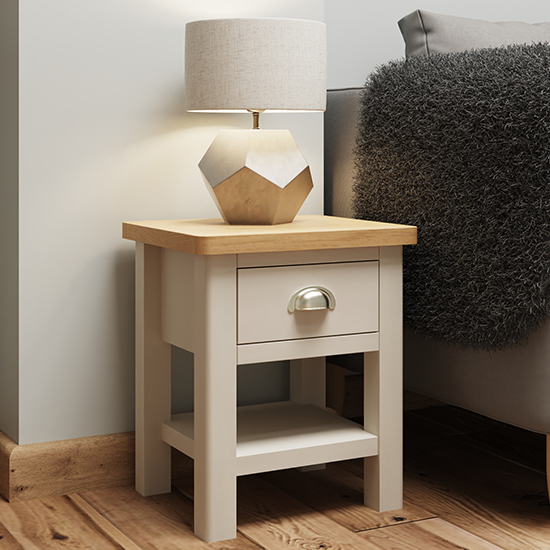 Read more about Rosemont wooden 1 drawer lamp table in dove grey