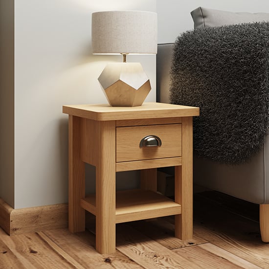 Read more about Rosemont wooden 1 drawer lamp table in rustic oak