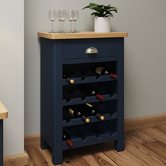 Read more about Rosemont wooden 1 drawer wine cabinet in dark blue