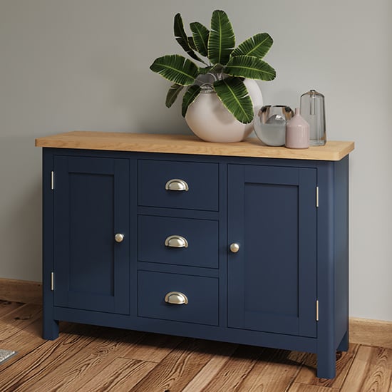 Read more about Rosemont wooden 2 doors 3 drawers sideboard in dark blue