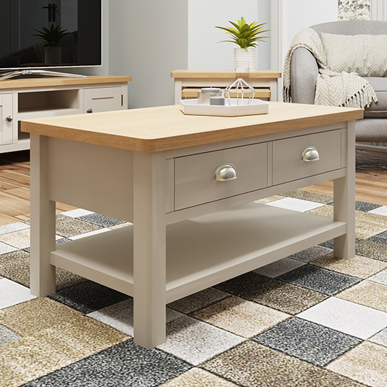 Product photograph of Rosemont Wooden 1 Drawer Coffee Table In Dove Grey from Furniture in Fashion
