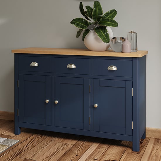 Read more about Rosemont wooden 3 doors 3 drawers sideboard in dark blue