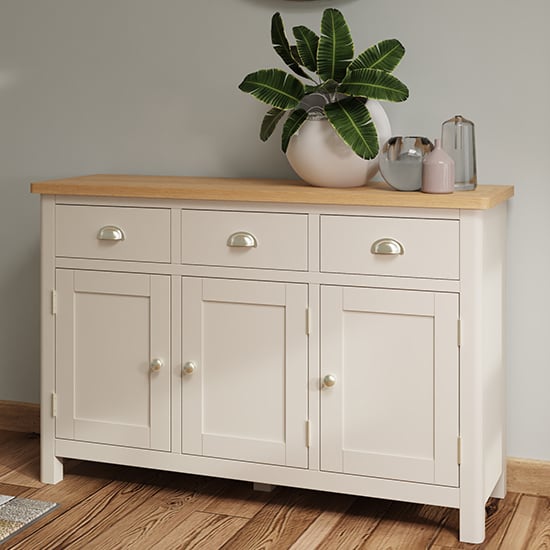 Product photograph of Rosemont Wooden 3 Doors 3 Drawers Sideboard In Dove Grey from Furniture in Fashion