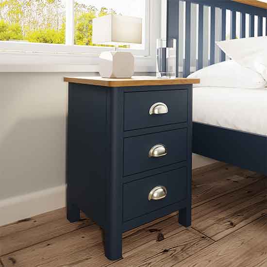 dark blue bedside cabinet