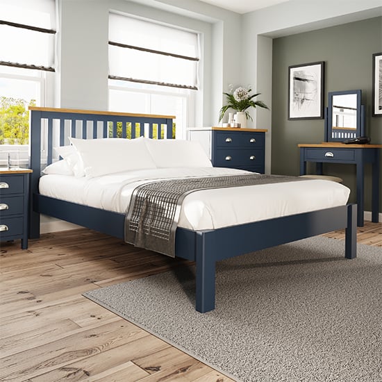 Read more about Rosemont wooden double bed in dark blue