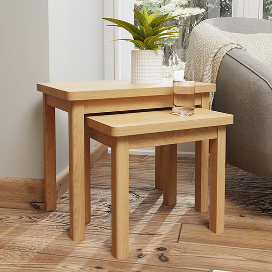 Product photograph of Rosemont Wooden Nest Of 2 Tables In Rustic Oak from Furniture in Fashion