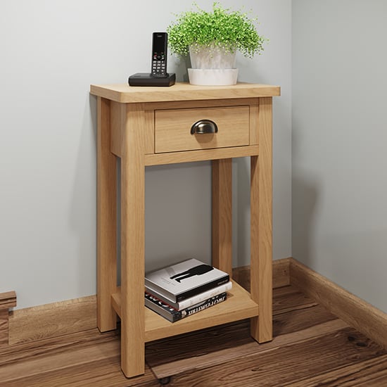 Product photograph of Rosemont Wooden Side Table In Rustic Oak from Furniture in Fashion