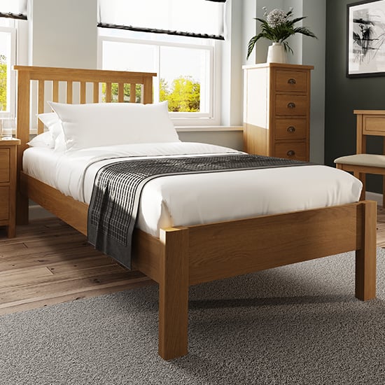 Product photograph of Rosemont Wooden Single Bed In Rustic Oak from Furniture in Fashion