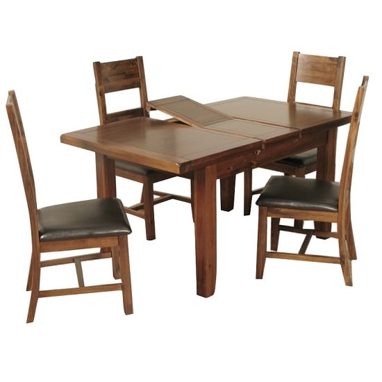 Ross Small Dining Table In Acacia With Four Dining Chairs | Furniture