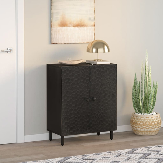 Product photograph of Rother Mango Wood Storage Cabinet With 2 Doors In Black from Furniture in Fashion