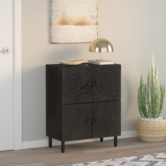 Product photograph of Rother Mango Wood Storage Cabinet With 4 Doors In Black from Furniture in Fashion
