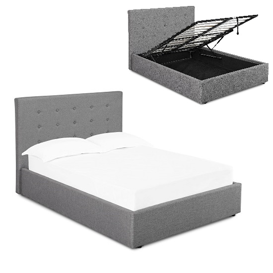 Read more about Lowick storage king size bed in upholstered grey fabric