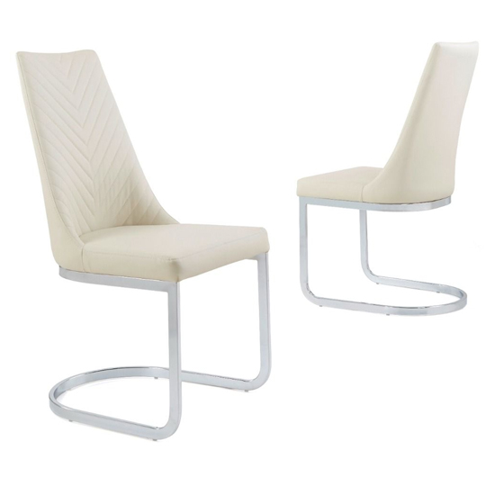 cream faux leather dining chairs with chrome legs