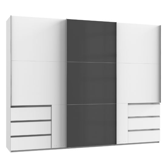 Read more about Royd mirrored sliding wardrobe in grey and white 3 doors