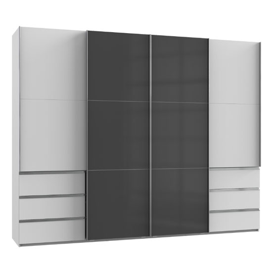 Read more about Royd mirrored sliding wardrobe in grey and white 4 doors