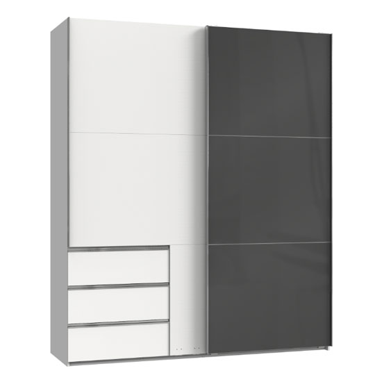 Read more about Royd mirrored sliding wardrobe in grey and white