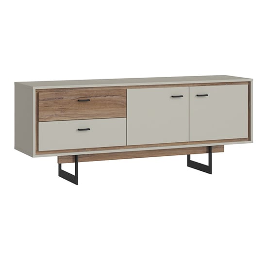 Photo of Royse wooden tv stand with 2 doors 2 drawers in grey and oak
