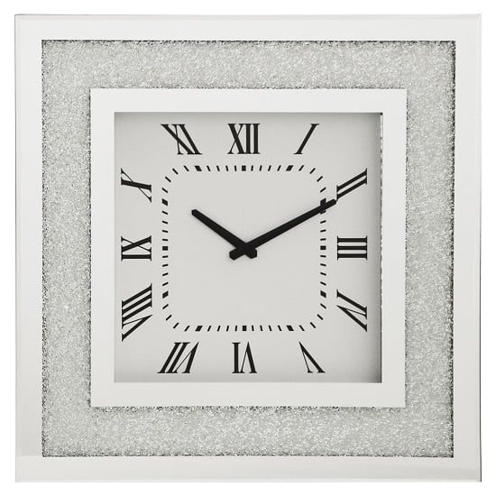 Product photograph of Rubis Mirrored Glass Square Wall Clock In Silver from Furniture in Fashion