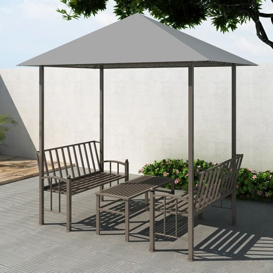 Product photograph of Ruby Garden Pavilion With 1 Table And 2 Benches In Anthracite from Furniture in Fashion