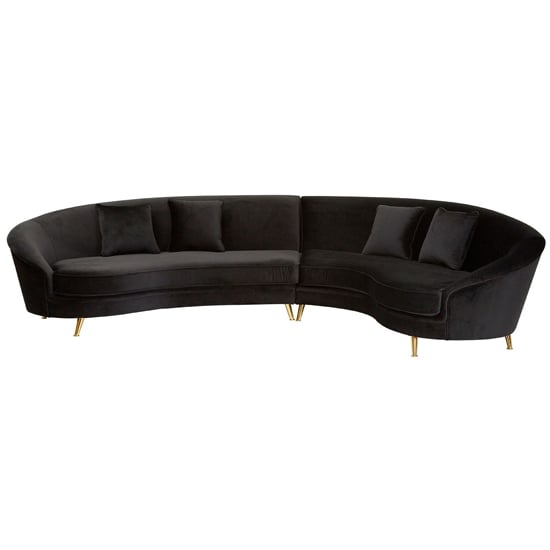 Ruby Velvet 5 Seater Curved Corner Sofa In Black | Furniture in Fashion