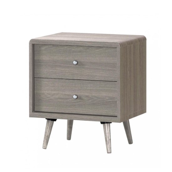 Rufford Wooden Bedside Cabinet In Grey Oak Effect With 2 Drawers ...