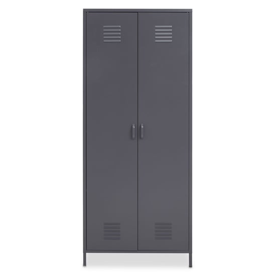 Product photograph of Rumi Metal Wardrobe With 2 Doors In Grey from Furniture in Fashion