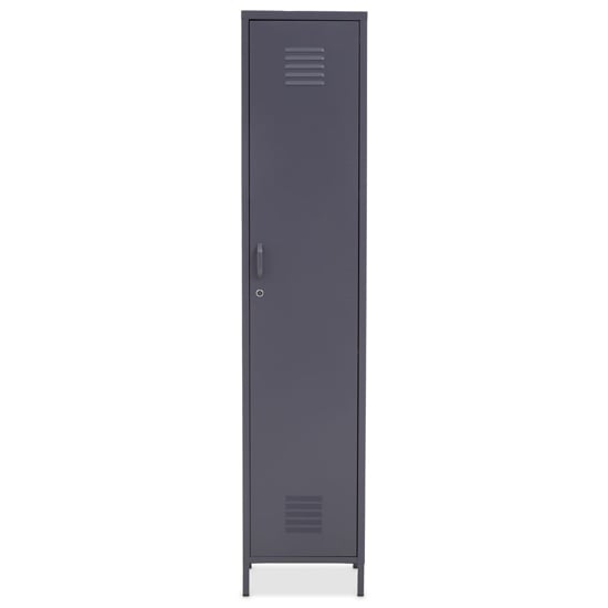 Read more about Rumi tall metal locker storage cabinet with 1 door in grey