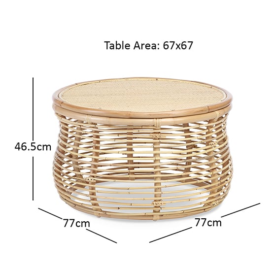 Rybnik Round Wicker Top Rattan Coffee Table In Natural | Furniture in ...