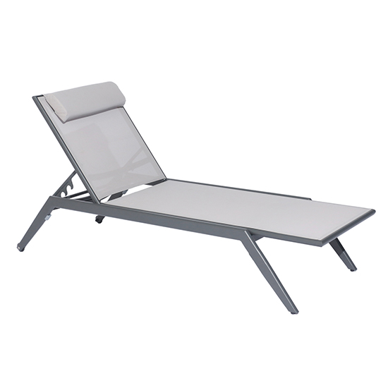 Rykon Outdoor Stacking Sling Sun Bed In Matt Grey | Furniture in Fashion