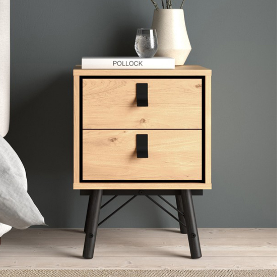 Read more about Rynok bedside cabinet with 2 drawers in jackson hickory oak