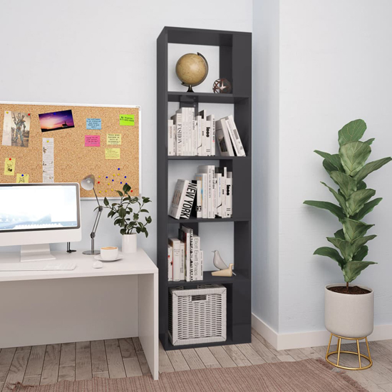 Product photograph of Sabia High Gloss Bookcase And Room Divider In Grey from Furniture in Fashion