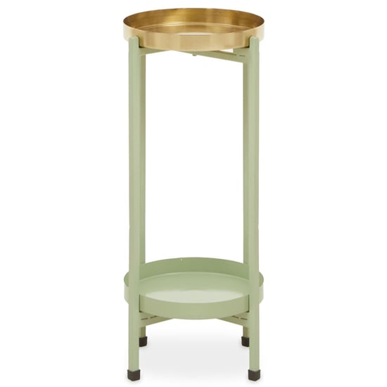 Read more about Sabina round metal plant stand in green and gold
