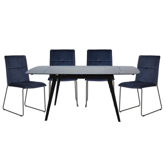 Product photograph of Sabine Grey Extending Dining Table 4 Sorani Blue Chairs from Furniture in Fashion