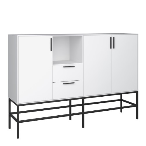 Read more about Sabiti wooden sideboard with 3 doors 2 drawers in pure white