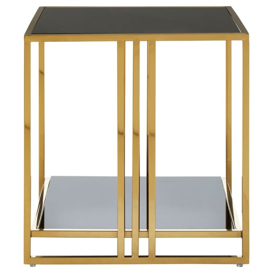 Read more about Saclateni square black glass side table with gold frame