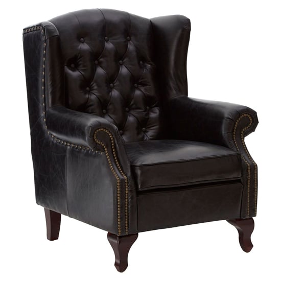 Read more about Sadalmelik upholstered leather scroll armchair in black