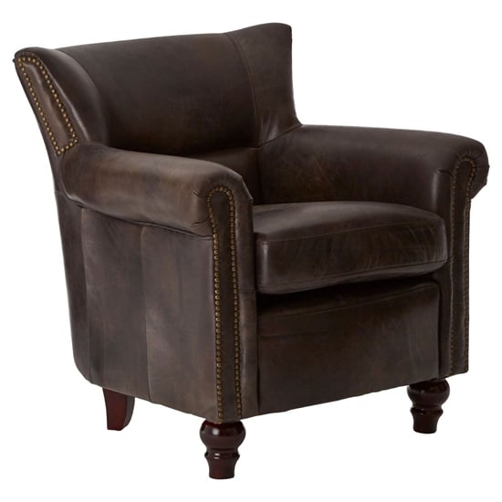 Read more about Sadalmelik upholstered leather scroll armchair in dark grey