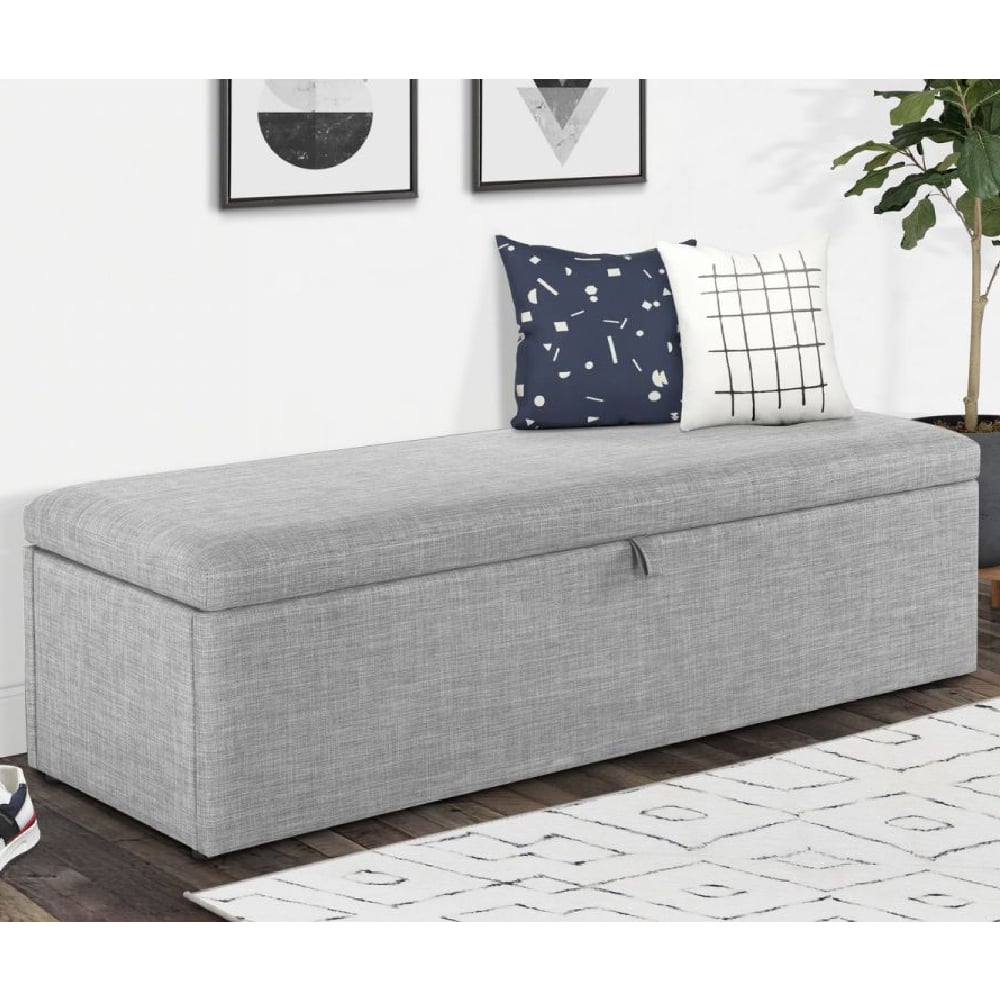 Product photograph of Sadzi Fabric Blanket Box In Light Grey from Furniture in Fashion