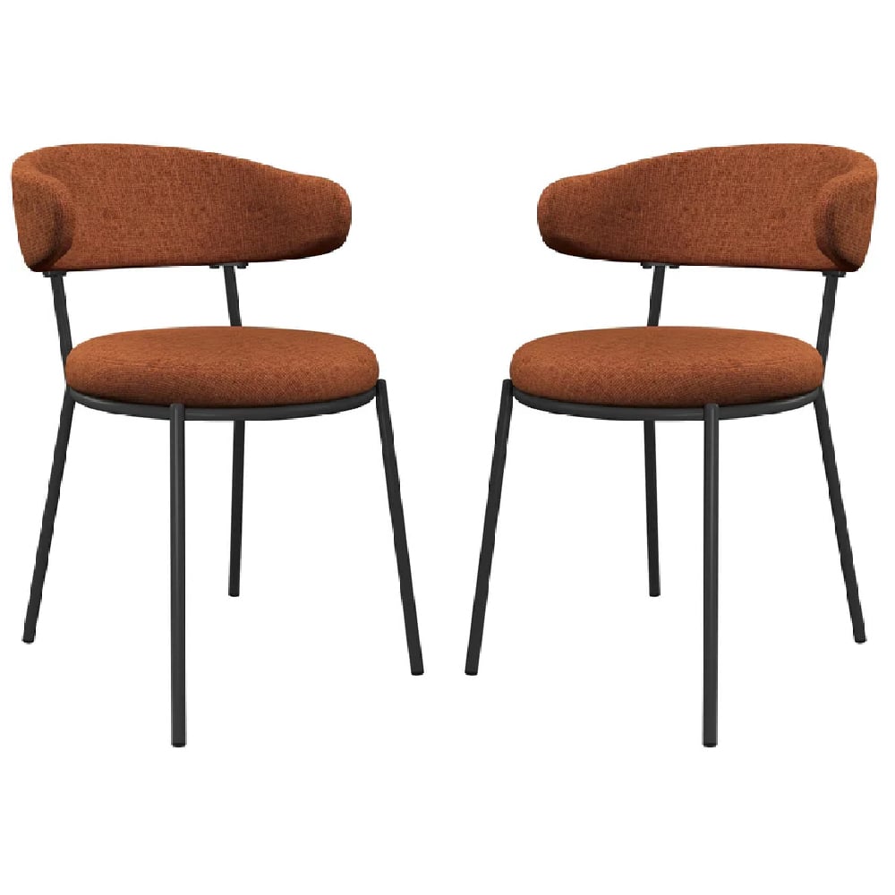 safford orange fabric dining chairs with grey legs in pair