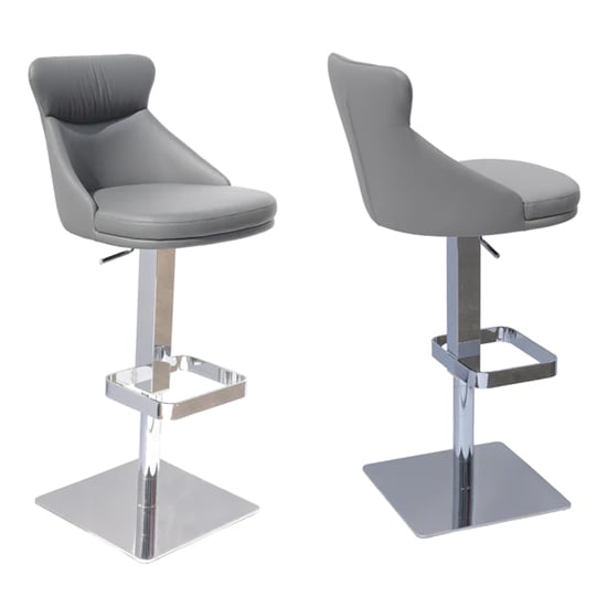 Read more about Saida grey gas-lift faux leather bar stools in pair