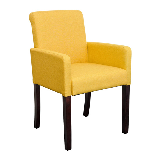 Product photograph of Saiph Fabric Upholstered Carver Dining Chair In Yellow from Furniture in Fashion